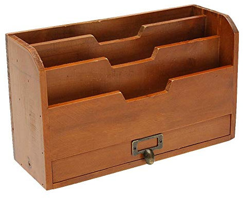 WJYLM Datei Halter Bürobedarf, Desktop-Datei-Papier-Ausgang Holz Vintage Briefständer Dokumentenkarte Pfosten-Post-Wand-Speicher-Halter Büro Mounted