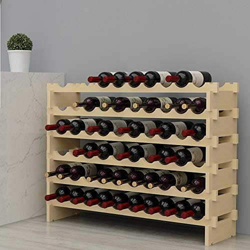 sogesfurniture Weinregal Flaschenregal mit 6 Ebenen für 60 Flaschen Wein Holzregal Weinhalter Weinständer Flaschenständer für Küche, Esszimmer, Bar, 110x30x80.5 cm, BHEU-BY-WS002