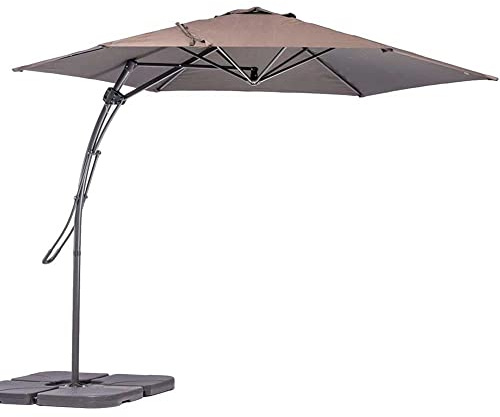BAKAJI Ombrellone da Giardino Decentrato 3 x 3 Mt Palo in Metallo Chiusura a Leva Base a Croce Sistema Air Vent Arredamento Esterno Gazebo Piscina Giardino Terrazzo Ambienti Esterni (Tortora)
