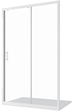 Box Doccia Nicchia 110cm mod. Maiorca 2 Ante Apertura Scorrevole Vetro Temperato 4mm Trasparente Profili in Alluminio Bianco Maniglia in Abs Bianca