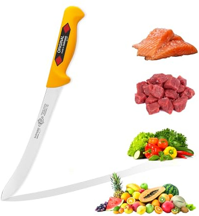 EIKASO Solingen Germany Filiermesser 21cm Klinge Semi-Flex aus Molybdänstahl 1.4116 Fleischermesser Metzgermesser für Hobby und Profimetzger Fleisch Fisch Gemüse Obst