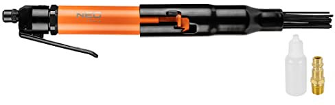 NEO TOOLS Marteau à aiguilles pour grille et soudures, 19 x 3 mm, pression max. 6,3 bar, consommation moyenne d'air 85 l/min, 5000 tr/min, raccord 1/4