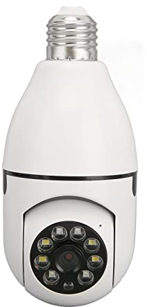 Fockety Telecamera di Sicurezza a Lampadina, Telecamera a Lampadina WiFi Wireless panoramica a 360° 1080P, Telecamera di sorveglianza con Visione Notturna, rilevamento del Movimento e