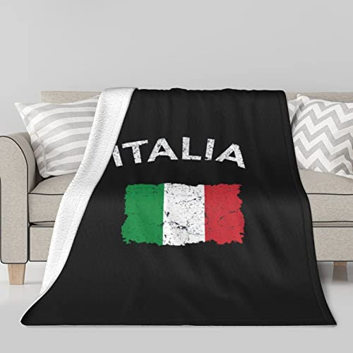 Coperta con bandiera italiana vintage Coperta termica in pile di agnello Coperta da letto per condizionatore d'aria a doppia faccia 60 x 50