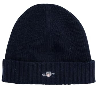 GANT Unisex Shield Wool Beanie-mössa, marinblå, one size