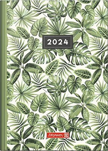 BRUNNEN Tageskalender „Jungle Leaves“ Modell 795 2024 1 Seite = 1 Tag Blattgröße 14,5 x 20,6 cm bunt