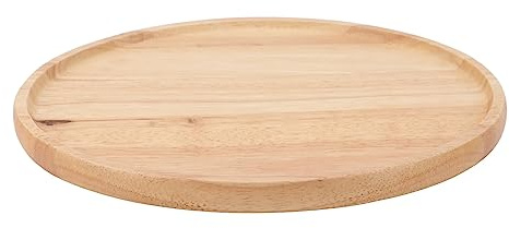 Plateau en bois rond, 30cm Plateau de service pour amuse-gueule simple pour le petit-déjeuner, la pizza et les fruits