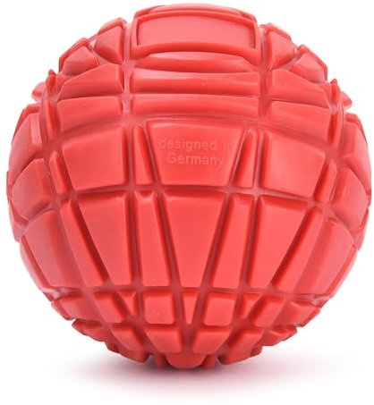 PowrX Faszienball – Ergonomischer Massageball mit variablem Winkel – Tiefenmassage bei Verspannungen – Noppenball für Rücken, Füße & Hände – Robuster Physioball aus Kunststoff – Rot