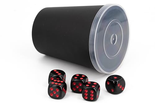 DiceCupFlex - Flexibler Würfelbecher mit Deckel inkl. 5 Würfel& Block - Made in Germany