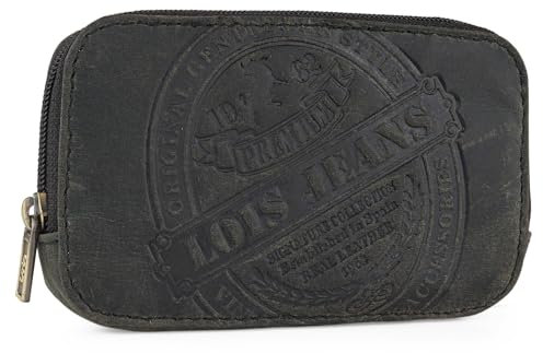 Lois - Monedero Piel para Hombre, Monederos Pequeños, Portamonedas y Monedero de Piel Hombre. RFID, Negro