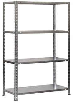PROREGAL Schraubregal Panda MID | HxBxT 150x110x30cm | Fachlast 90kg | Verzinkt | Regal Standregal Werkstattregal Lagerregal Kellerregal