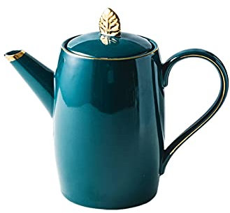 ZERAPH Pitcher Simple Ceramic Pitcher Green Cold Kettle with Handle Light Luxury Teapot for Juice, Coffee, Self-Cooling Hot Drinks (50.7 Oz) Hot/Cold Water Carafe (Color : Gold)