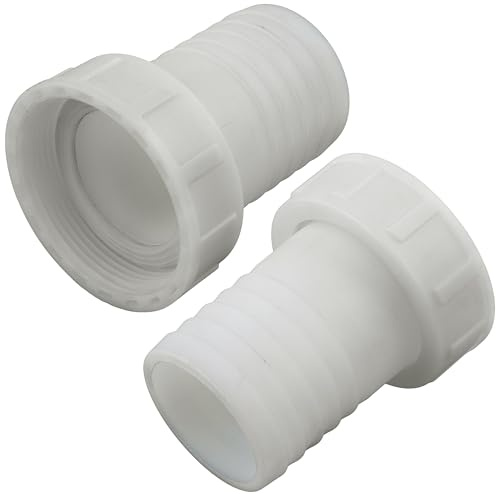 AERZETIX - Juego de 2 Racores Hembra Acanalado Recto 2'' x 50mm con Tuerca - Rosca Interior - Adaptador Conector Sistema Circuito de Irrigación Riego - en Poliamida - Color Blanco