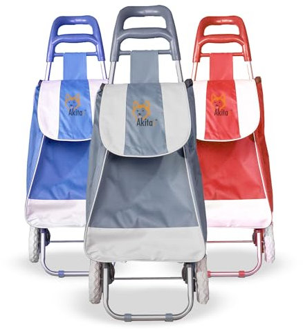 Akitaink Carrello Portaspesa leggero 42L, Design Italiano, 1.5 kg, Tasca con Zip, Antipioggia, Trolley porta spesa leggero impermeabile 95x35x28 cm