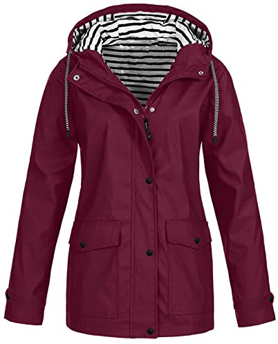 Giacca da Donna Cappotto da Pioggia per Esterno Cappotto Solido Impermeabile con Cappuccio Antivento Plus Cappotto da Donna Spolverino Estivo