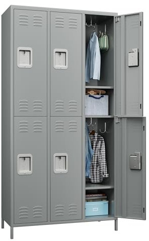 SUPEER Casier Métallique Verrouillable 6 Compartiments avec Ventilation