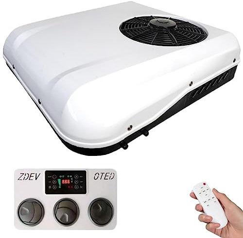 Rv Air Conditioner, 12-72V Electric Roof Air Conditioner, Rooftop A/C Scroll Compressor, Ultra-Thin Fast Cooling Ac, Suitable For Automotive Rv Truck Camper Rooftop,White,24V