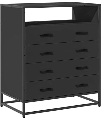 vidaXL Schubladenschrank Schwarz 70x41x83,5 cm Holzwerkstoff, Schubladenkommode, Lagerschrank, Aktenschrank, Sideboard mit Schubladen, Schrank