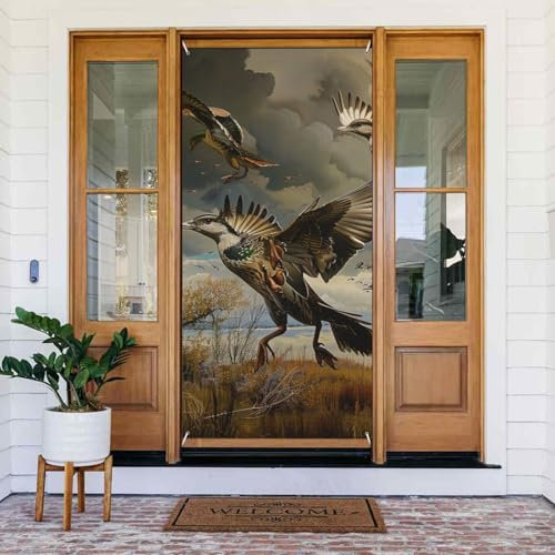 Jagd fliegende wilde bedruckte Dekorationen, Banner, Weihnachten, Erntedankfest, Dekoration, Türabdeckung, Halloween-Dekor-Banner, für drinnen und draußen, Party, Wanddekoration, 183 x 80 cm