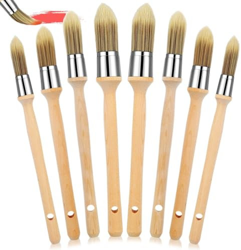 Diheohg 8 Pezzi Pennello per Rifiniture con Manico In Legno Strumento per Pittura con Bordi Arrotondati Pennelli per Bordi di Pareti di Case Angolari Arte Durevole Facile da Usare 15/18/21/25 mm