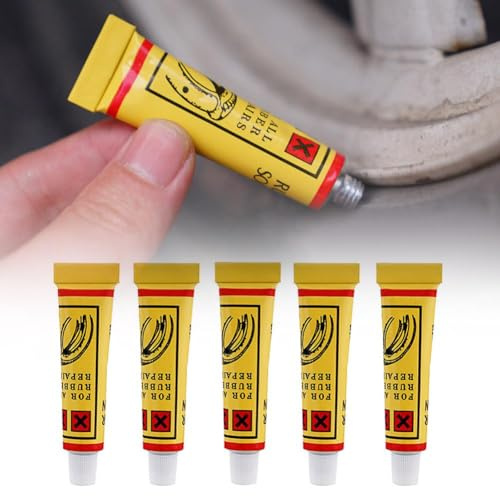 Lot de 5 Colles de Réparation de Pneu de Vélo en Caoutchouc - Adhésif Fort pour Chambre à Air et Outils de Crevaison