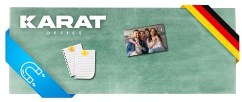 KARAT Magnettafel Magnetpinnwand Memoboard zum Beschriften - Notiztafel div. Designs - Tafel abwaschbar mit Halterung Magneten, (GRÜN 20 x 60 cm)