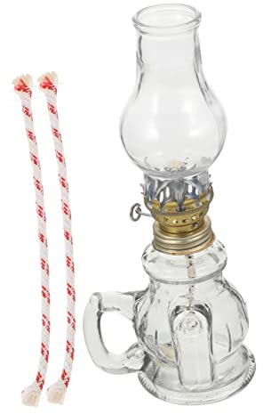 HOMOCONO Retro Öllampe Mit Glasabdeckung Petroleumlampe Für Innenbereich Und Notfallbeleuchtung Mit Verstellbarem Docht Und Robustem Design Lampe Für Zuhause Und Camping