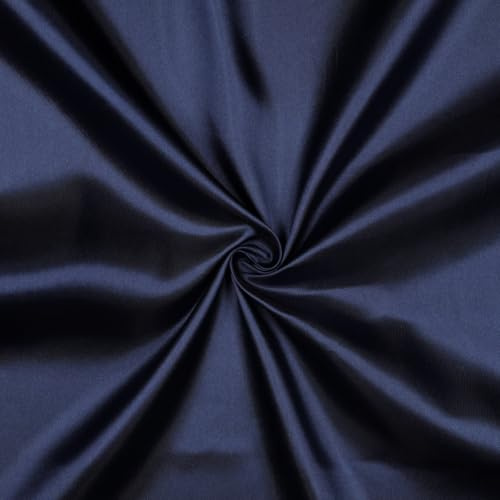 VmG-Store satintyg 2 m x 146 cm kupong satintyg, ingen metervara, silkeslen polyester för sömnad, glänsande dekorativt tyg för kläder, gardiner, kostymer, damklänning, kjol (003 marinblå)