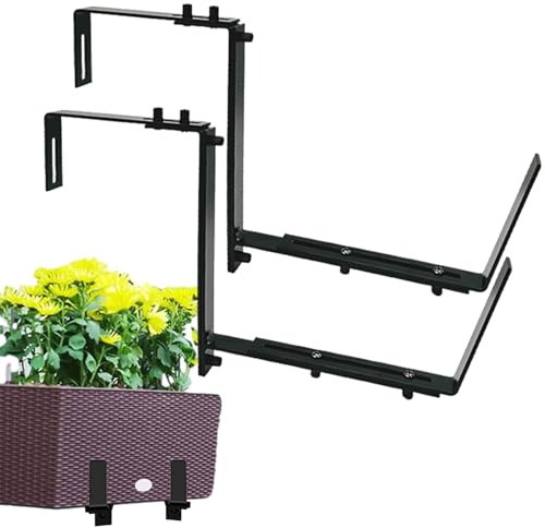 Soportes para macetas, soportes de barandilla ajustables, marco resistente, soporte de metal para balcón, jardines, accesorio estable con diseño de fácil ajuste para alféizares de ventanas, vallas y