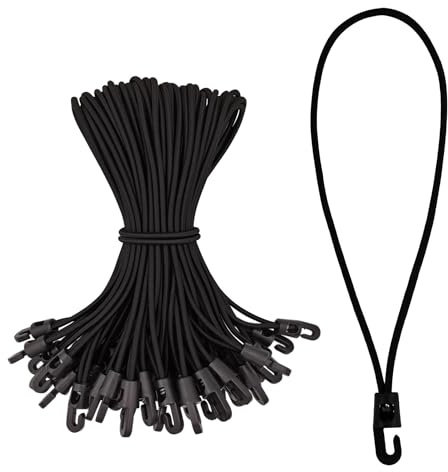 Lylxienty 30 Pack Bungee Cords with Hooks 10 Inch, Elastic Bungee Ropes with Hooks, 35KG Max Load Bungees Straps, Short Tarpaulin Hook, Small Bungees Rope for Camping Tarp, Tents, Canopy and Fixings