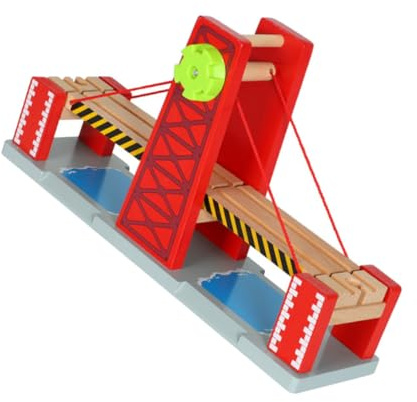 Kisangel Holzeisenbahn Brücke Spielset aus Robustem Holz Verstellbare Zugbrücke Kompatibel mit Thomas Schienen Kreatives Ab Jahren für Eisenbahn Zubehör