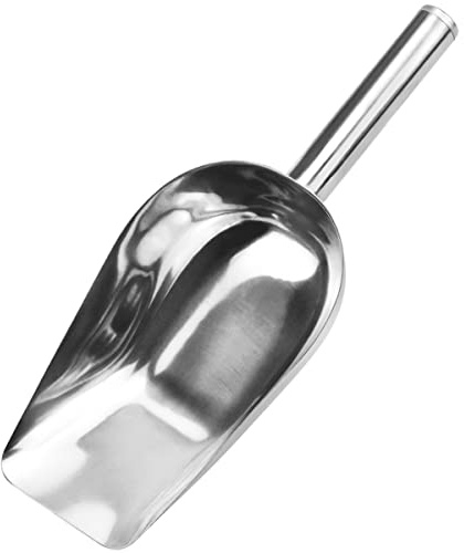Cuchara para Hielo de Acero Inoxidable, Pala de Hielo de Fondo, Pala Cucharón de Cocina y Bar, Plano Prueba de Fugas, para Alimentos de Caramelos Cubitos Hielo Dulce