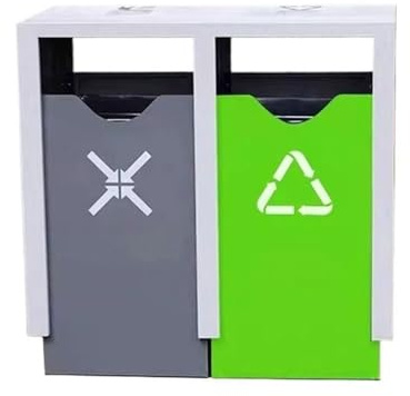 RYUQW3RE Cubo de basura para exterior con tapa Contenedor de basura exterior clasificado for zonas comerciales públicas. Papelera de acero galvanizado.