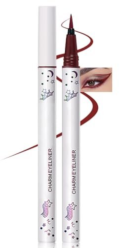 Erinde Flüssiger Eyeliner, Langanhaltend & Hochpigmentiert, Wasserfest & Wischfest, Halt bis zu 12 Stunden, Filzstift mit feiner Pinselspitze, Schnelltrocknender Farbiger Eyeliner #07 Burgunderrot