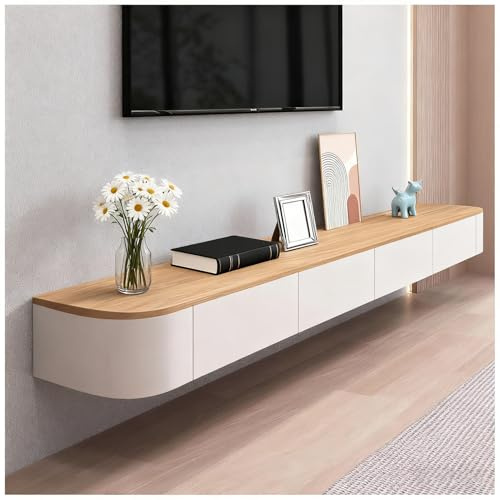 PPOIUYK 140cm Floating TV Stand, Modern Entertainment Center, Wall-Mounted or Freestanding TV Unit, Sleek Lowboard with Drawer, Stylish Media Console with Shelves