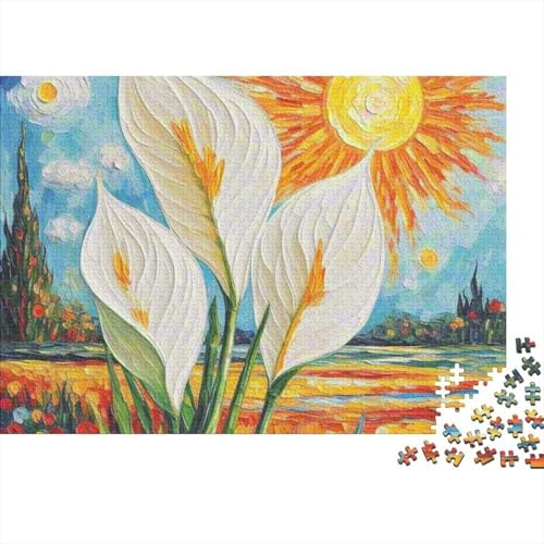 Peace Lily 1000 Piece Recycled Cardboard Jigsaw Puzzle Set Peace Lily & Sun Educational Game Stress Relief Wall Decor for Friends & Family