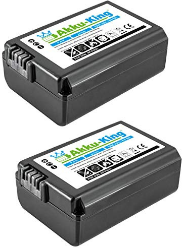 2 x Akku-King Akku kompatibel mit Sony NP-FW50 - Li-Ion 1080mAh - für Sony Alpha 33 35 37 55 3000 5000 5100 6000 6300 6500 7 II 7R II 7S II Cyber-Shot
