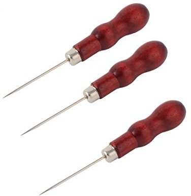 sourcing map 3 Stk 2 mm Durchmesser Tipp Holzgriff maßgeschneiderte Nähen gerade Nadel Vorstecher Ahle Werkzeug de