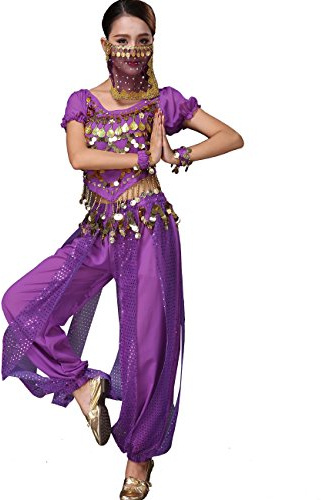 Astage Lady Belly Dancer Costume Halloweem Performance Wear All Sets Purple