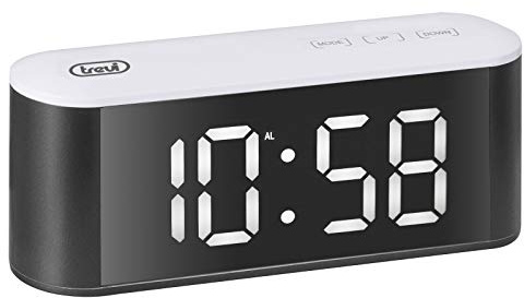 Trevi EC 883 BL Orologio Termometro Digitale con Grande Display a Led Bianchi, Controlli touch, Suoneria Elettronica, Funzione Snooze e Funzione Dimmer
