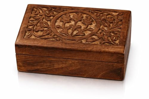 Tolles Geburtstagsgeschenk, handgefertigte, dekorative Holz-Schmuckschatulle, Schmuck-Organizer, Andenken-Box, Schatztruhe, Schmuckhalter, Uhrenbox, Aufbewahrungsbox, 20,32 x 12,7 cm,