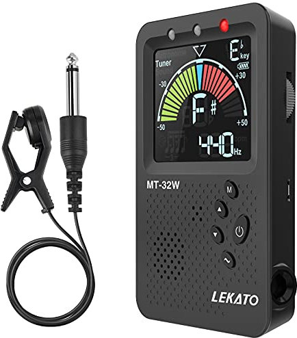 Metronom-Stimmgerät, LEKATO Digitales Metronom Stimmgerät Wiederaufladbar, Metronome-Tuner für Gitarre, Bass, Violine, Ukulele und Blasinstrumente, Präzisionstuner mit LCD-Display, Schwarz