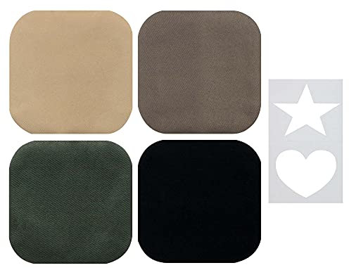 SINGER Fabric Iron-On Patches Khaki Uniform Set with Stencil, Set of 4