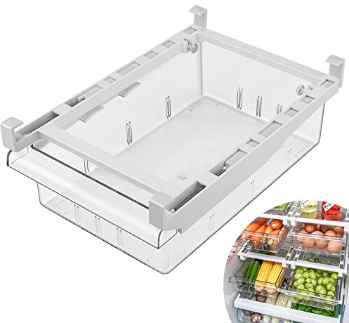 Tigerkinwit Organizador Frigorifico Transparente Caja de Cajón de Nevera Extraíble Caja de Almacenamiento para Frigorífico con Asa para Nevera Cocina Armarios Fruta Vegetal