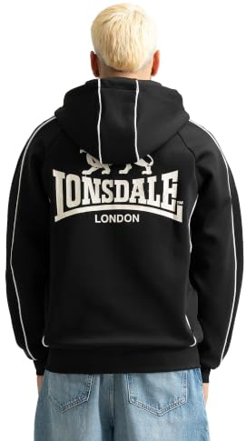 Lonsdale Herr ACHAVANICH tröja med huva, svart/vit, M