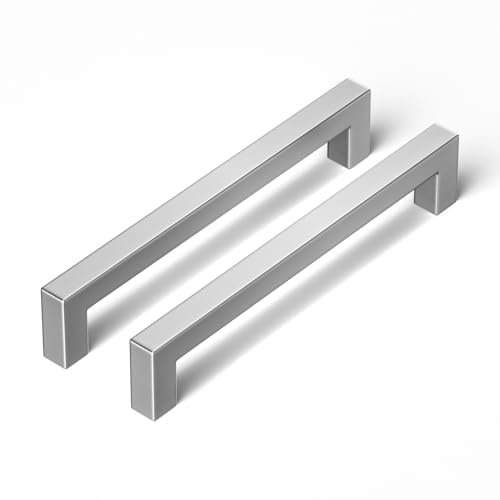 LONTAN 10 Pack Kitchen Cupboard Handles 128mm Kitchen Door Handles Stainless Steel Brushed Nickel Drawer Pulls for Wardrobe Cabinet Suitable for Bathroom, Bedroom, Living Room