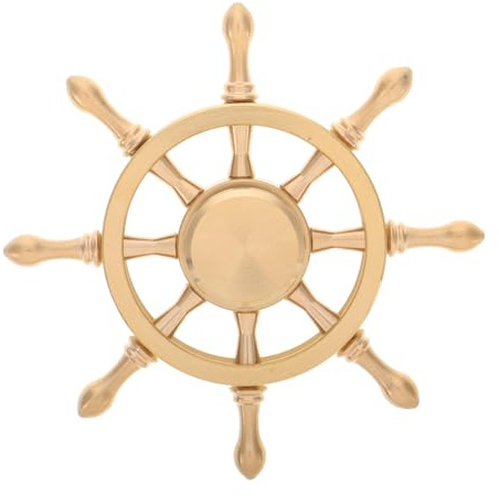 OSALADI Lenkrad Aus Messing Bootsrad- Ruder Im Mediterranen Stil Viel Glück Zu Hause Strandlenkrad Nautische Ruderfigur Antikes Schiffsrad Strandruder-Ornament Säule