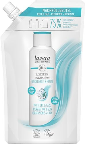 lavera Sacchetto di ricarica a base sensitivo, shampoo idratante e cura, umidità intensa e cura delicata, senza siliconi, vegano, cosmetici naturali, 500 ml