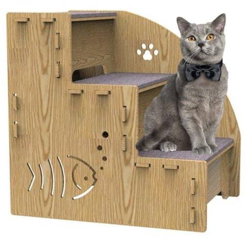 Pet Steps 3-Stufen-haustiertreppe Aus Holz Haustier-kletterleiter Zum Bettleiter Sofa-kletterleiter Katzen- Und Hundestufen Holztreppe