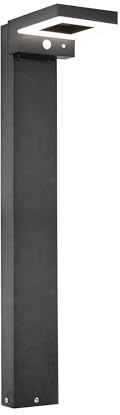 Esotec Solar Wegeleuchte Bewegungsmelder Pollerleuchte Stella 80 102936 | Solar Wegeleuchte H80cm, Aluminium schwarz, PIR 90°/6-8m, 3000K, 70/300/500lm, 9Std, 2000mAh LiFePO4 Akku wechselbar, 1,8Wp